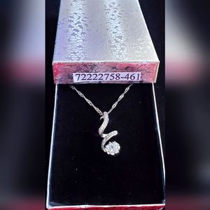18K W.G.P.   SWIRL CZ PENDANT NECKLACE